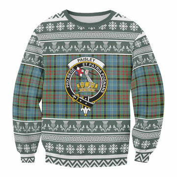 Paisley Clan Tartan Christmas Sweatshirt with Family Crest