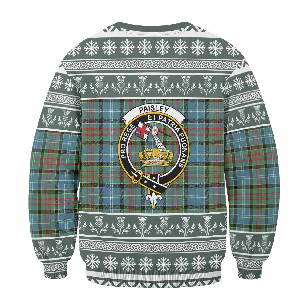 Paisley Clan Tartan Christmas Sweatshirt with Family Crest - Tartan Vibes Clothing