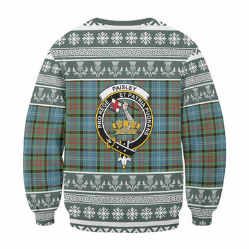 Paisley Clan Tartan Christmas Sweatshirt with Family Crest