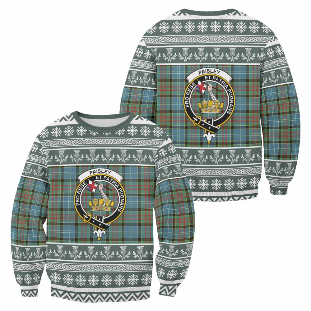 Paisley Clan Tartan Christmas Sweatshirt with Family Crest - Tartan Vibes Clothing