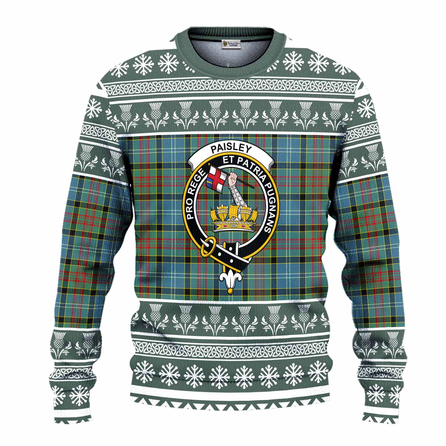 Paisley Clan Tartan Christmas Ugly Sweater with Family Crest - Tartan Vibes Clothing