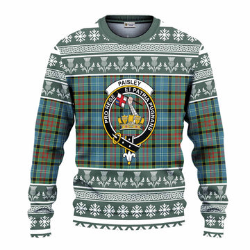 Paisley Clan Tartan Christmas Ugly Sweater with Family Crest