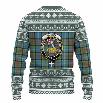 Paisley Clan Tartan Christmas Ugly Sweater with Family Crest