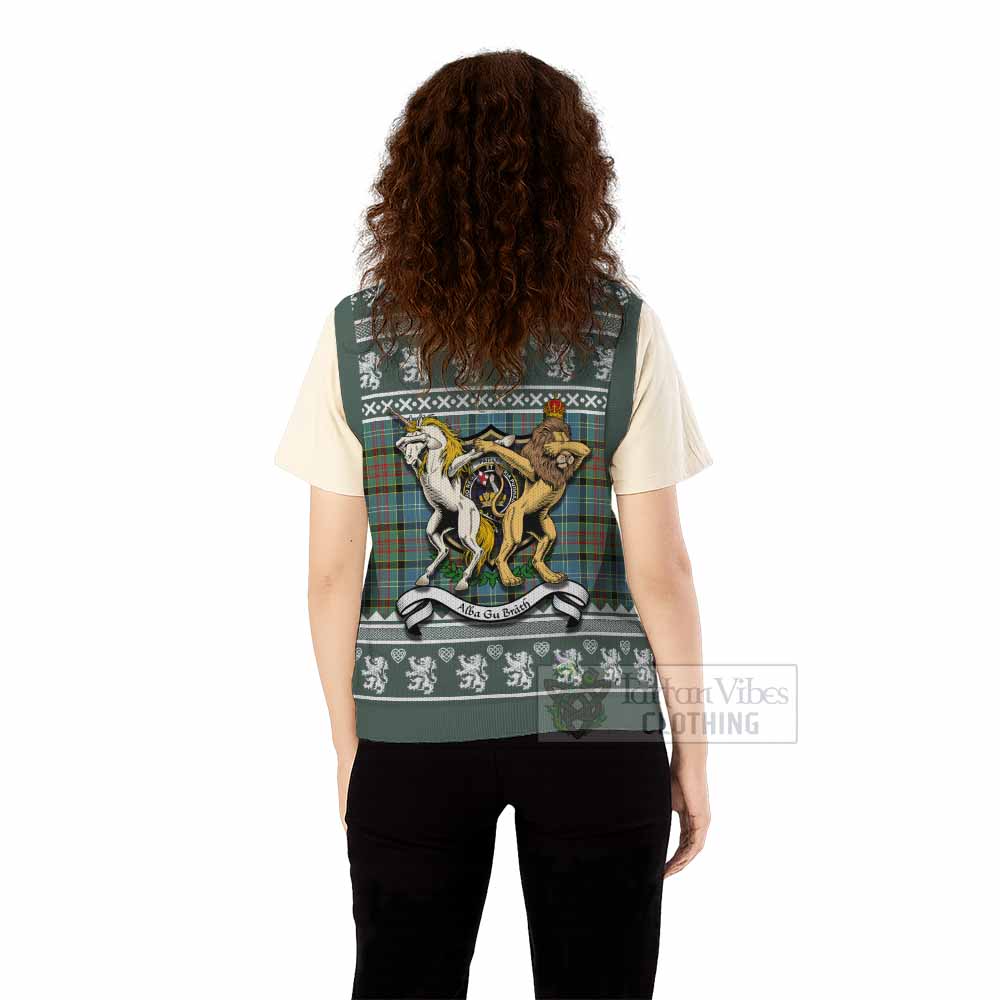 Paisley Clan Tartan Crest Christmas Knitted V-Neck Vest Coat of Arms Funny Style - Tartan Vibes Clothing