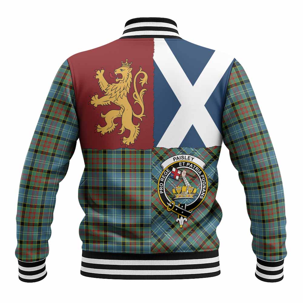Paisley Crest Tartan Baseball Jacket with Lion Rampant Saltire Style