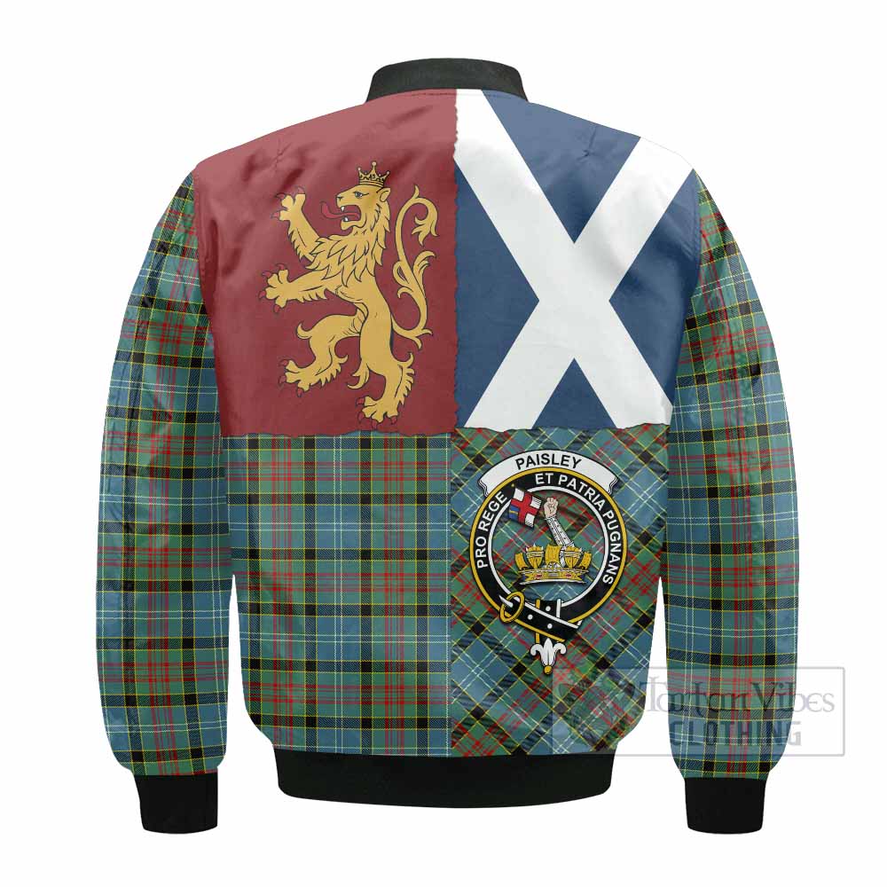 Paisley Crest Tartan Bomber Jacket with Lion Rampant Saltire Style