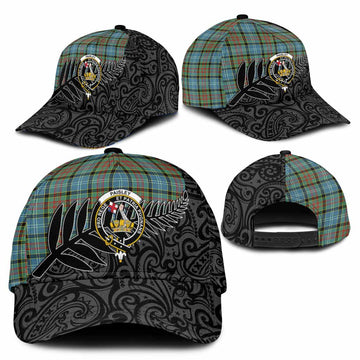 Paisley Crest Tartan Classic Cap with New Zealand Silver Fern Half Style