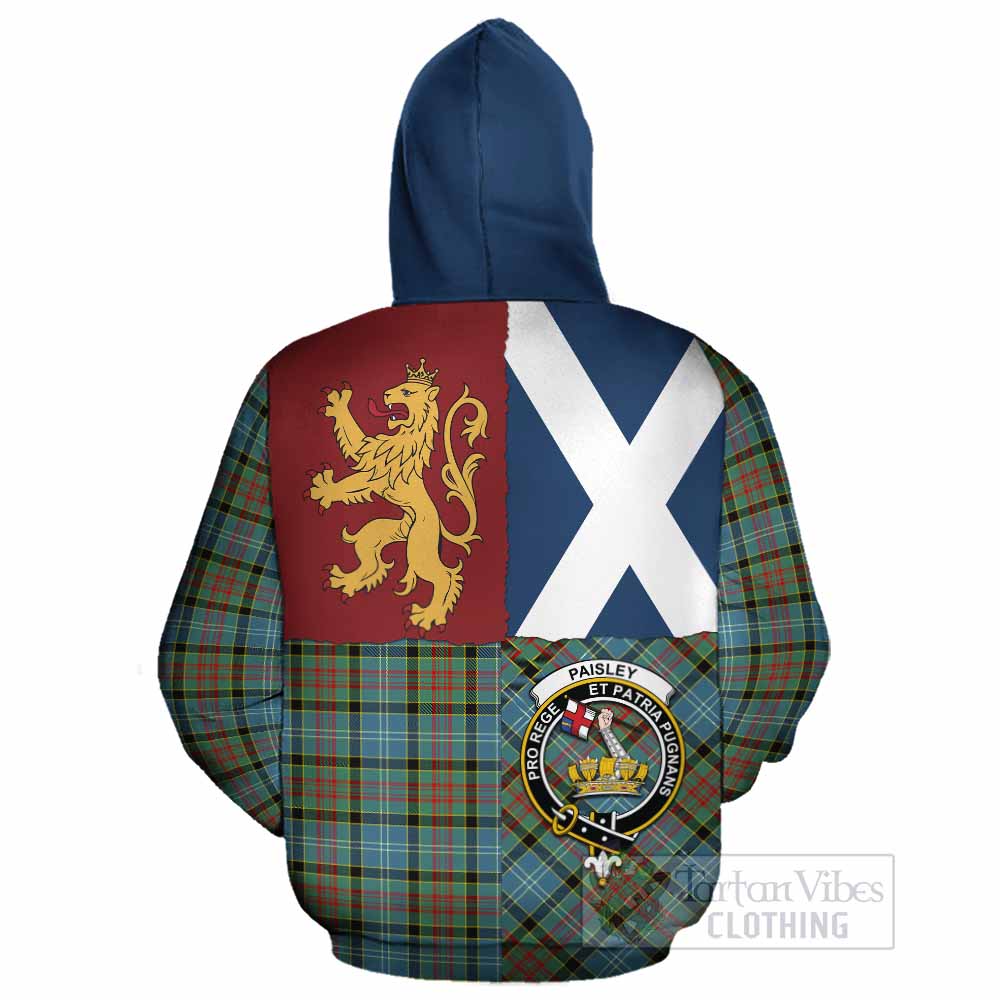 Paisley Crest Tartan Cotton Hoodie with Lion Rampant Saltire Style - Tartan Vibes Clothing