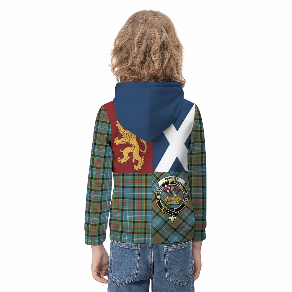Paisley Crest Tartan Kid Hoodie with Lion Rampant Saltire Style - Tartan Vibes Clothing