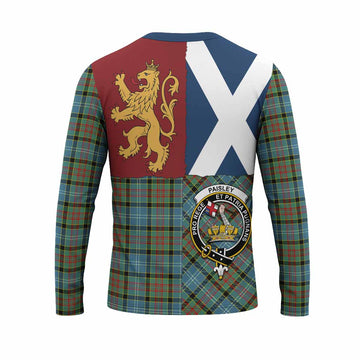 Paisley Crest Tartan Long Sleeve T-Shirt with Lion Rampant Saltire Style