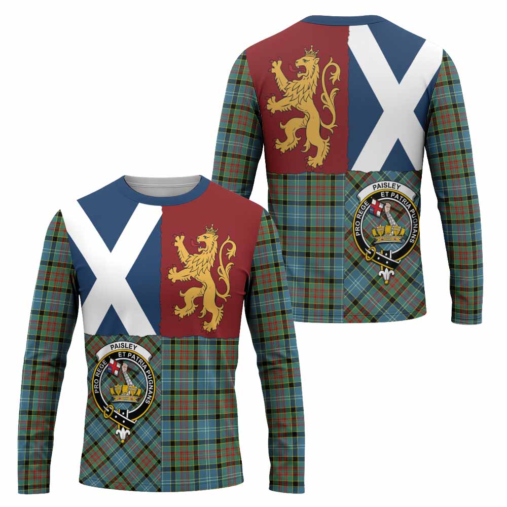 Paisley Crest Tartan Long Sleeve T-Shirt with Lion Rampant Saltire Style