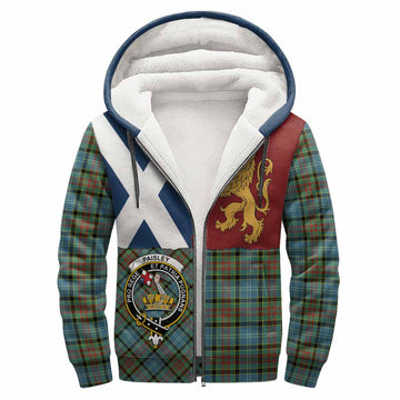 Paisley Crest Tartan Sherpa Hoodie with Lion Rampant Saltire Style