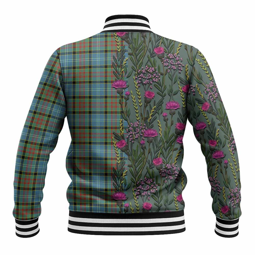 Paisley Family Crest Tartan Baseball Jacket Scottish Thistle Flower Pattern Half Style - Tartan Vibes Clothing