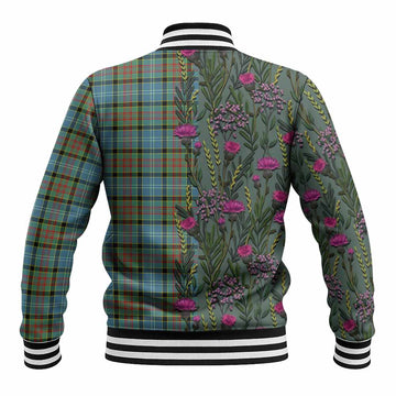 Paisley Family Crest Tartan Baseball Jacket Scottish Thistle Flower Pattern Half Style