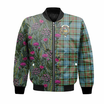 Paisley Family Crest Tartan Bomber Jacket Scottish Thistle Flower Pattern Half Style