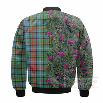 Paisley Family Crest Tartan Bomber Jacket Scottish Thistle Flower Pattern Half Style