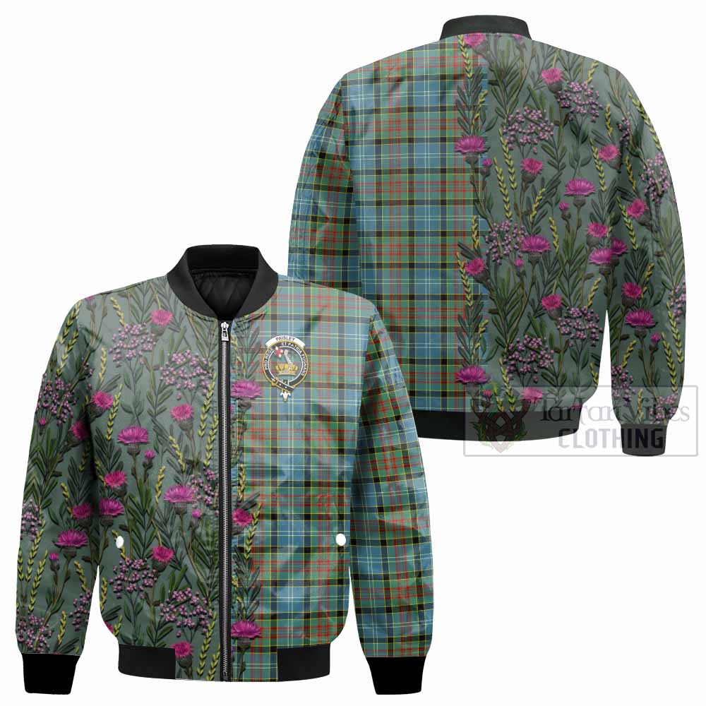 Paisley Family Crest Tartan Bomber Jacket Scottish Thistle Flower Pattern Half Style - Tartan Vibes Clothing