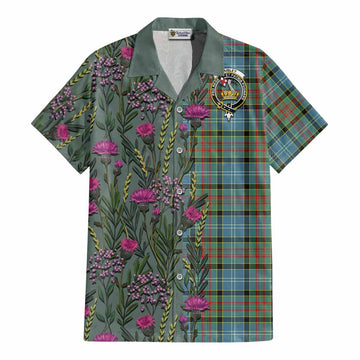 Paisley Family Crest Tartan Cotton Hawaiian Shirt Scottish Thistle Flower Pattern Half Style