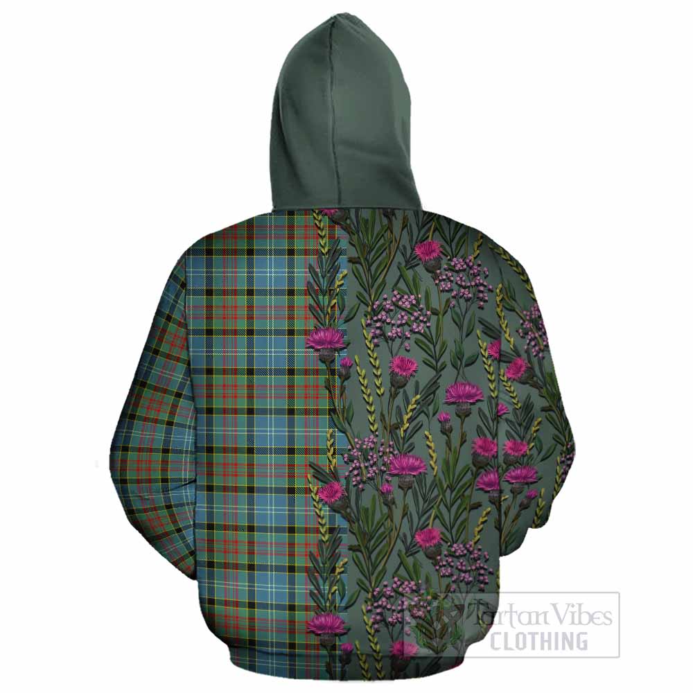 Paisley Family Crest Tartan Cotton Hoodie Scottish Thistle Flower Pattern Half Style - Tartan Vibes Clothing