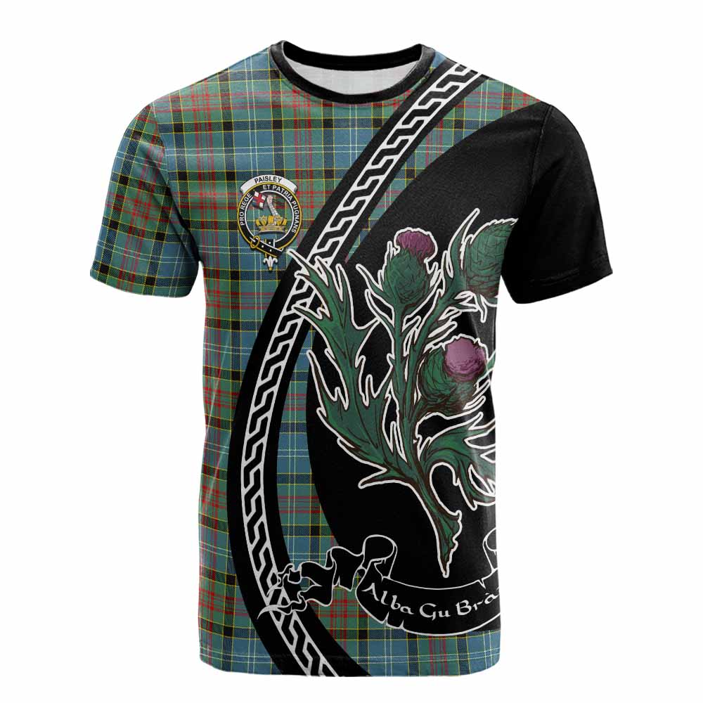 Paisley Family Crest Tartan Cotton T-shirt Alba Thistle Inspired - Tartan Vibes Clothing