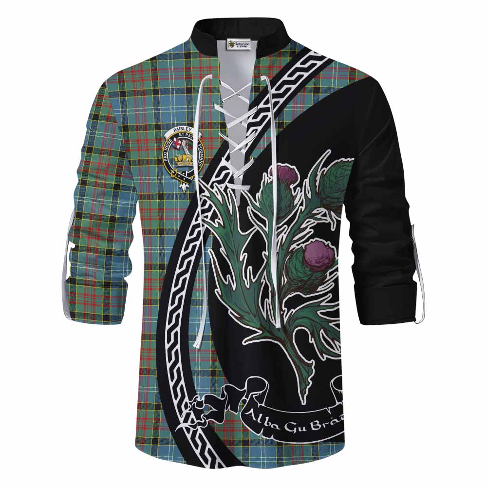 Paisley Family Crest Tartan Ghillie Shirt Alba Thistle Inspired - Tartan Vibes Clothing