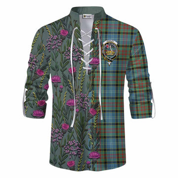 Paisley Family Crest Tartan Ghillie Shirt Scottish Thistle Flower Pattern Half Style