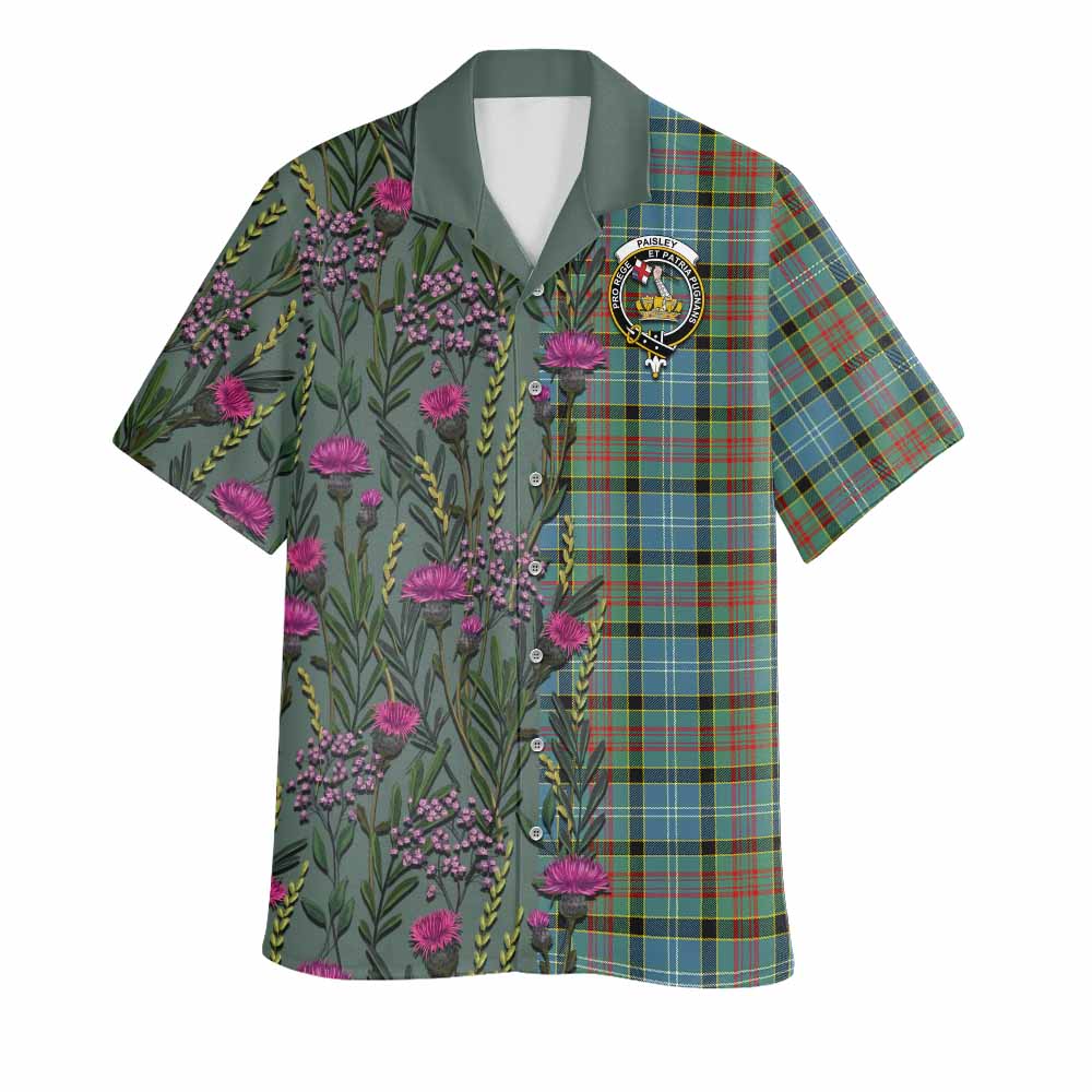Paisley Family Crest Tartan Hawaiian Shirt Scottish Thistle Flower Pattern Half Style - Tartan Vibes Clothing