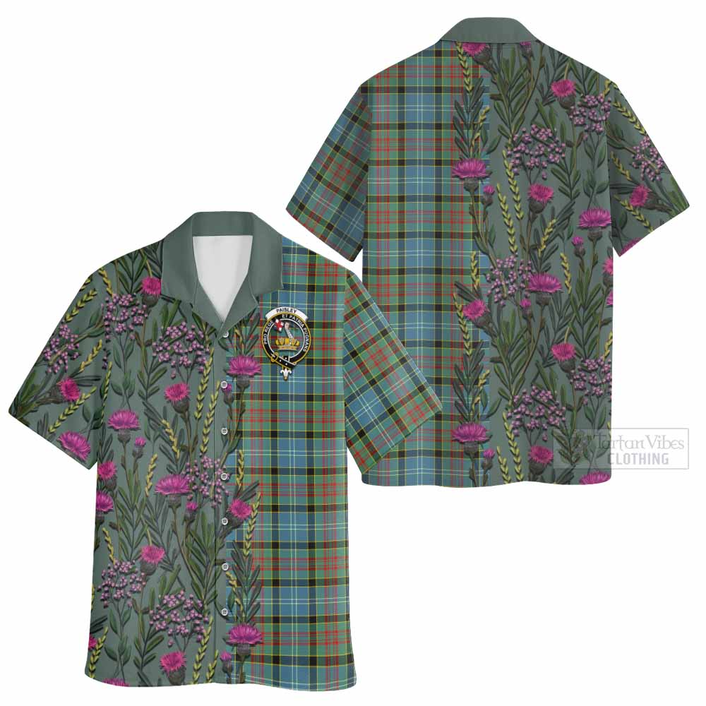 Paisley Family Crest Tartan Hawaiian Shirt Scottish Thistle Flower Pattern Half Style - Tartan Vibes Clothing