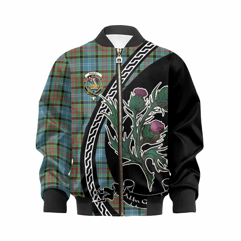 Paisley Family Crest Tartan Kid Bomber Jacket Alba Thistle Inspired - Tartan Vibes Clothing