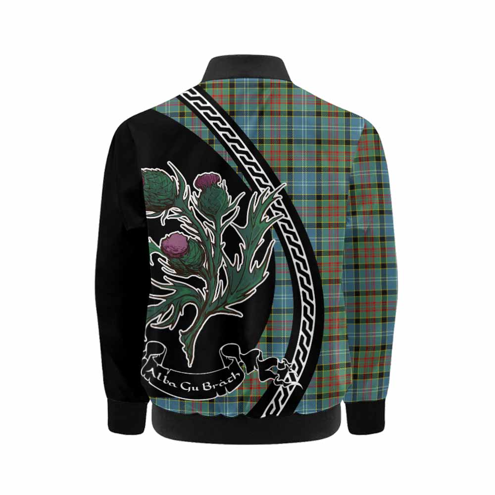 Paisley Family Crest Tartan Kid Bomber Jacket Alba Thistle Inspired - Tartan Vibes Clothing