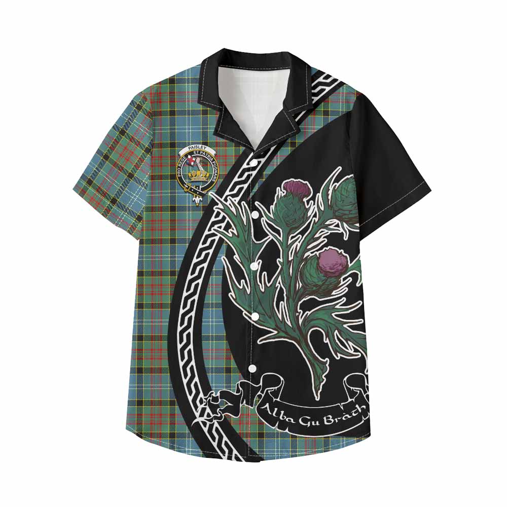 Paisley Family Crest Tartan Kid Hawaiian Shirt Alba Thistle Inspired - Tartan Vibes Clothing