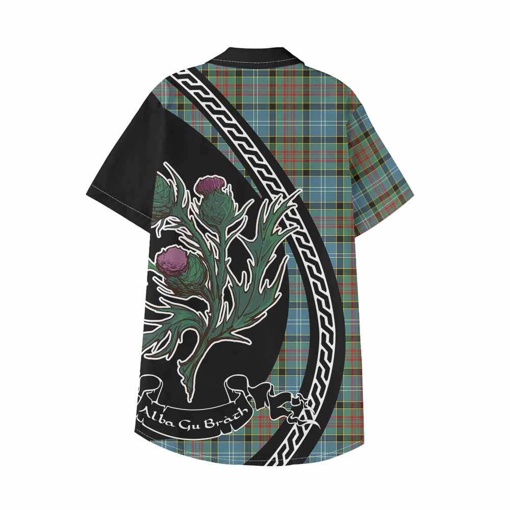 Paisley Family Crest Tartan Kid Hawaiian Shirt Alba Thistle Inspired - Tartan Vibes Clothing