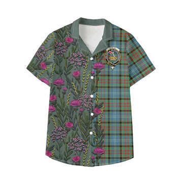Paisley Family Crest Tartan Kid Hawaiian Shirt Scottish Thistle Flower Pattern Half Style - Tartan Vibes Clothing