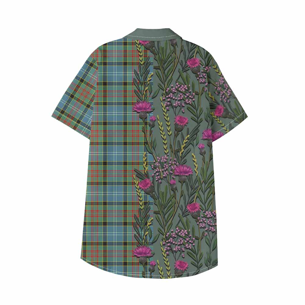 Paisley Family Crest Tartan Kid Hawaiian Shirt Scottish Thistle Flower Pattern Half Style - Tartan Vibes Clothing