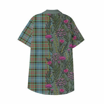 Paisley Family Crest Tartan Kid Hawaiian Shirt Scottish Thistle Flower Pattern Half Style - Tartan Vibes Clothing