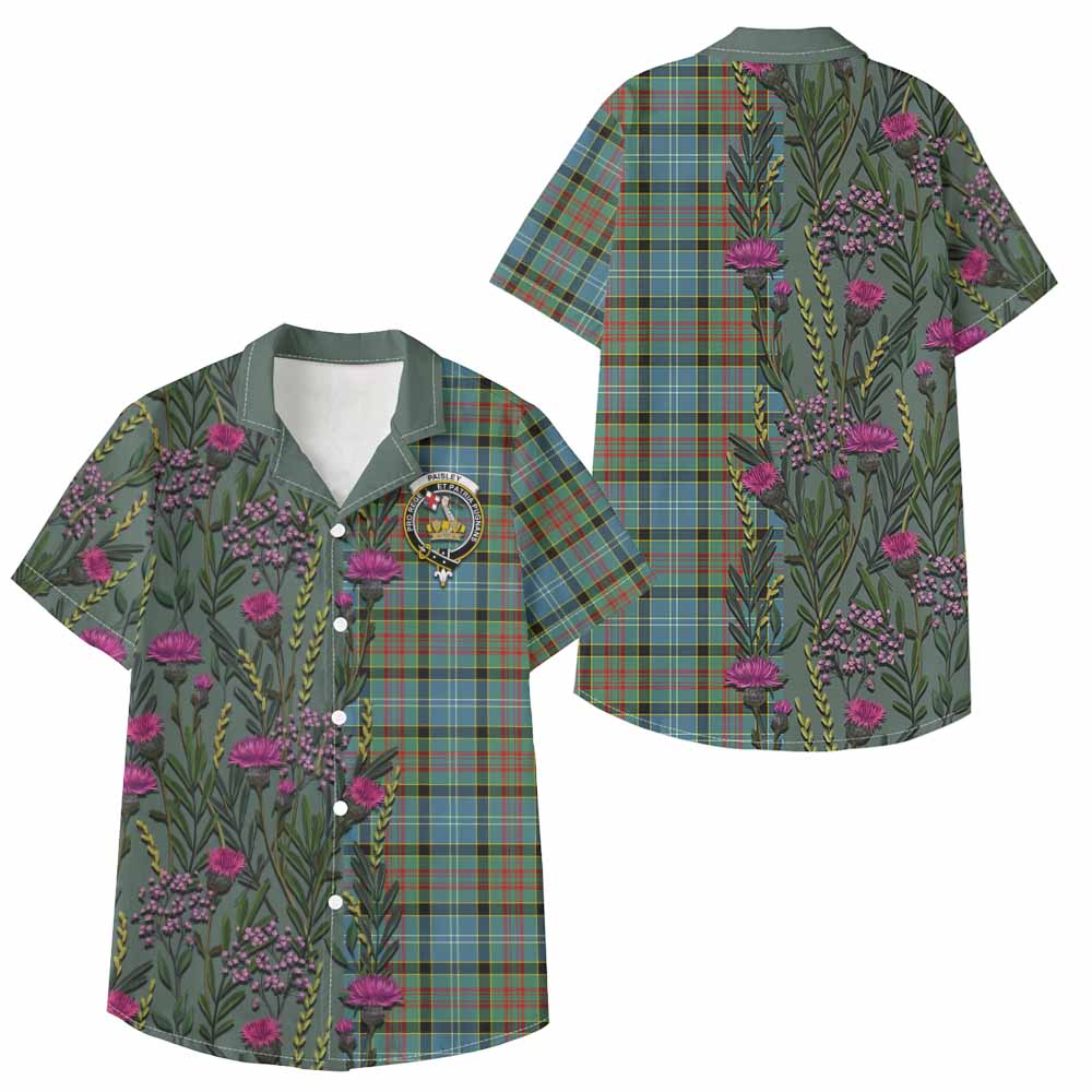 Paisley Family Crest Tartan Kid Hawaiian Shirt Scottish Thistle Flower Pattern Half Style - Tartan Vibes Clothing