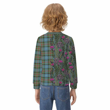 Paisley Family Crest Tartan Kid Knitted Sweatshirt Scottish Thistle Flower Pattern Half Style
