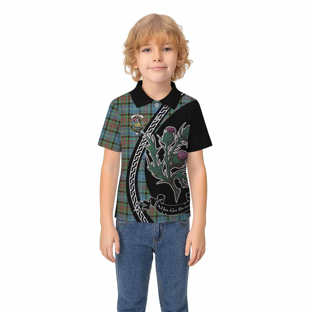 Paisley Family Crest Tartan Kid Polo Shirt Alba Thistle Inspired - Tartan Vibes Clothing