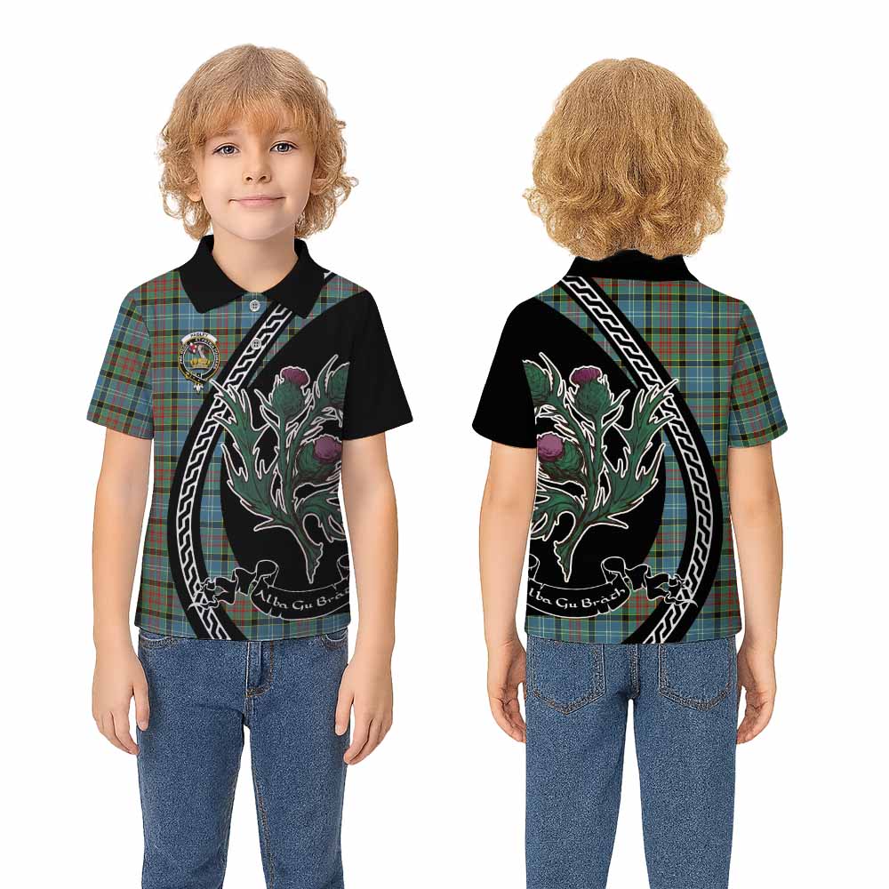 Paisley Family Crest Tartan Kid Polo Shirt Alba Thistle Inspired - Tartan Vibes Clothing