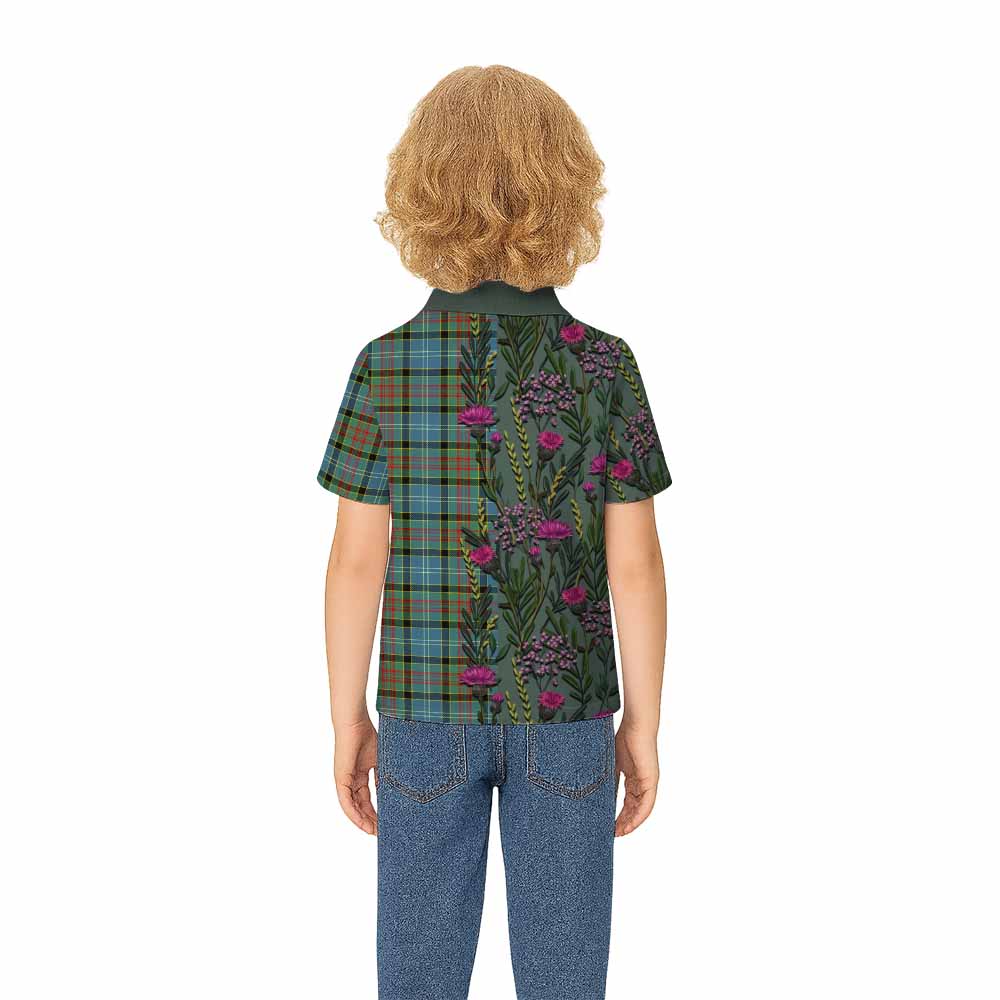 Paisley Family Crest Tartan Kid Polo Shirt Scottish Thistle Flower Pattern Half Style - Tartan Vibes Clothing