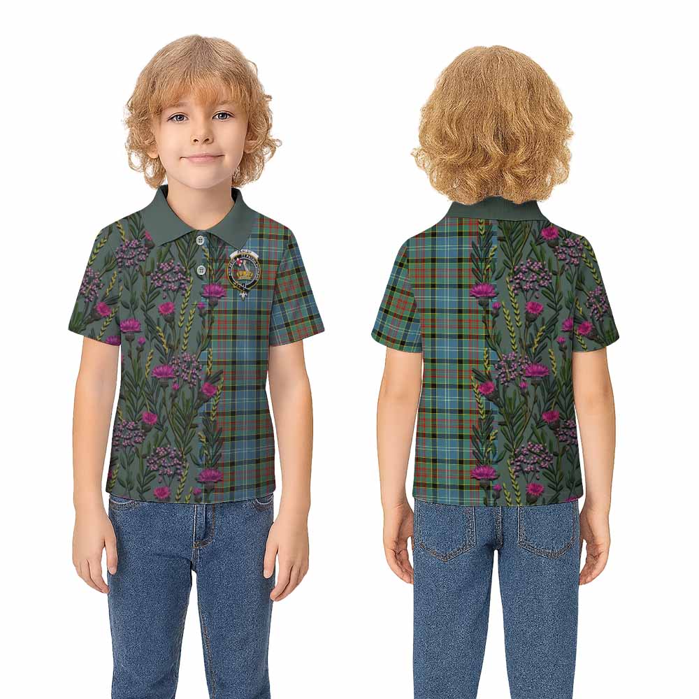 Paisley Family Crest Tartan Kid Polo Shirt Scottish Thistle Flower Pattern Half Style - Tartan Vibes Clothing