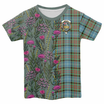 Paisley Family Crest Tartan Kid T-shirt Scottish Thistle Flower Pattern Half Style - Tartan Vibes Clothing
