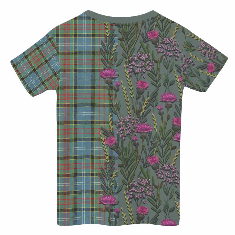 Paisley Family Crest Tartan Kid T-shirt Scottish Thistle Flower Pattern Half Style - Tartan Vibes Clothing