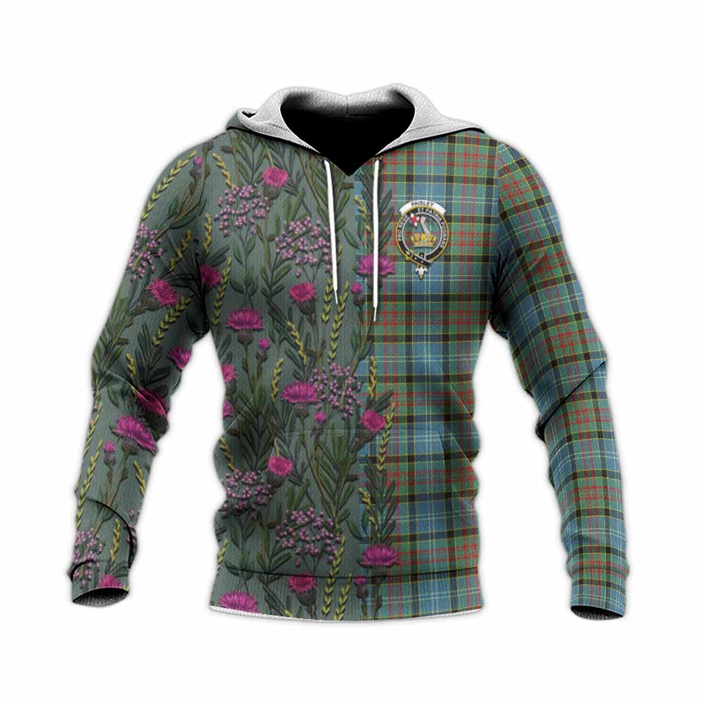 Paisley Family Crest Tartan Knitted Hoodie Scottish Thistle Flower Pattern Half Style - Tartan Vibes Clothing