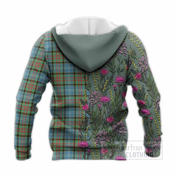 Paisley Family Crest Tartan Knitted Hoodie Scottish Thistle Flower Pattern Half Style