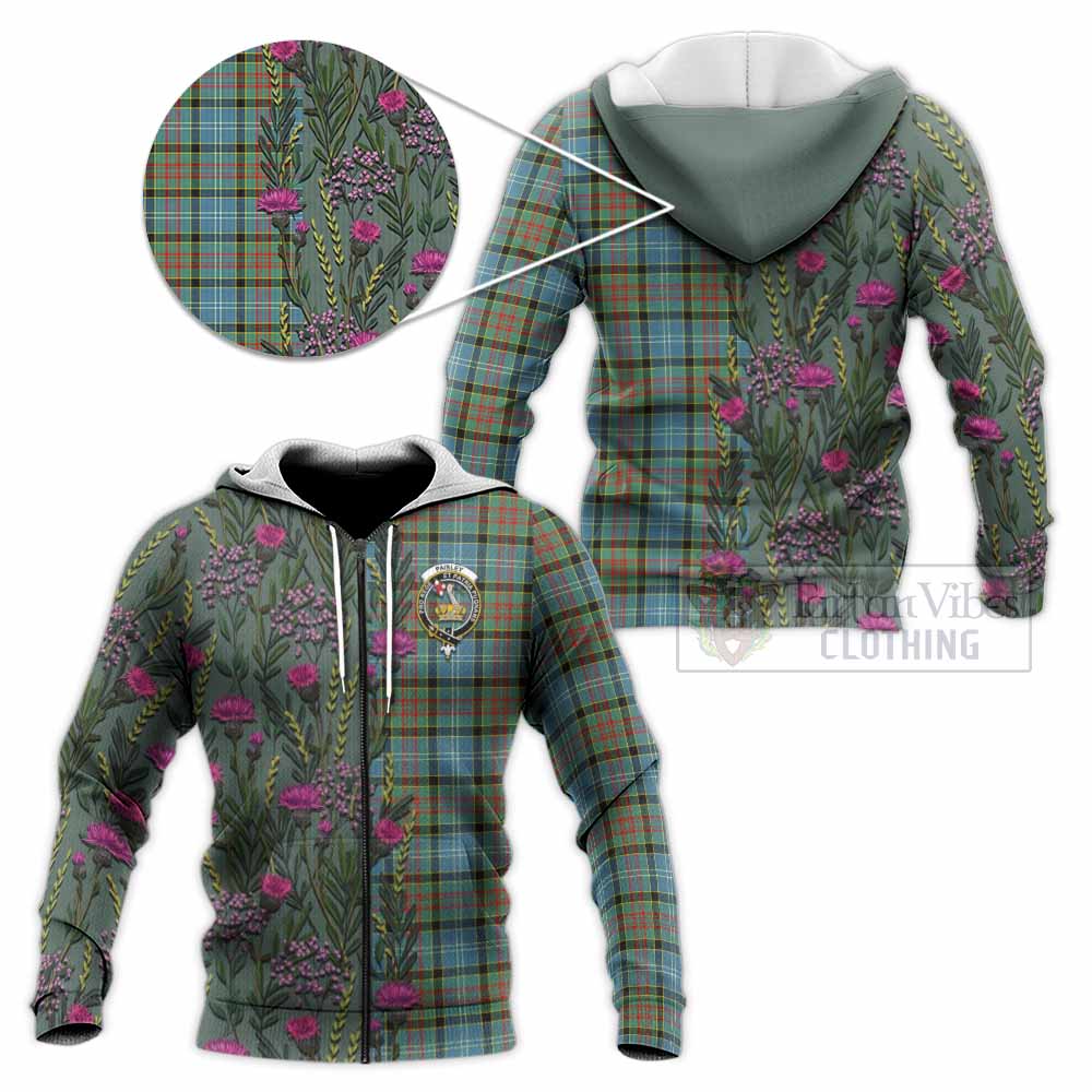 Paisley Family Crest Tartan Knitted Hoodie Scottish Thistle Flower Pattern Half Style - Tartan Vibes Clothing