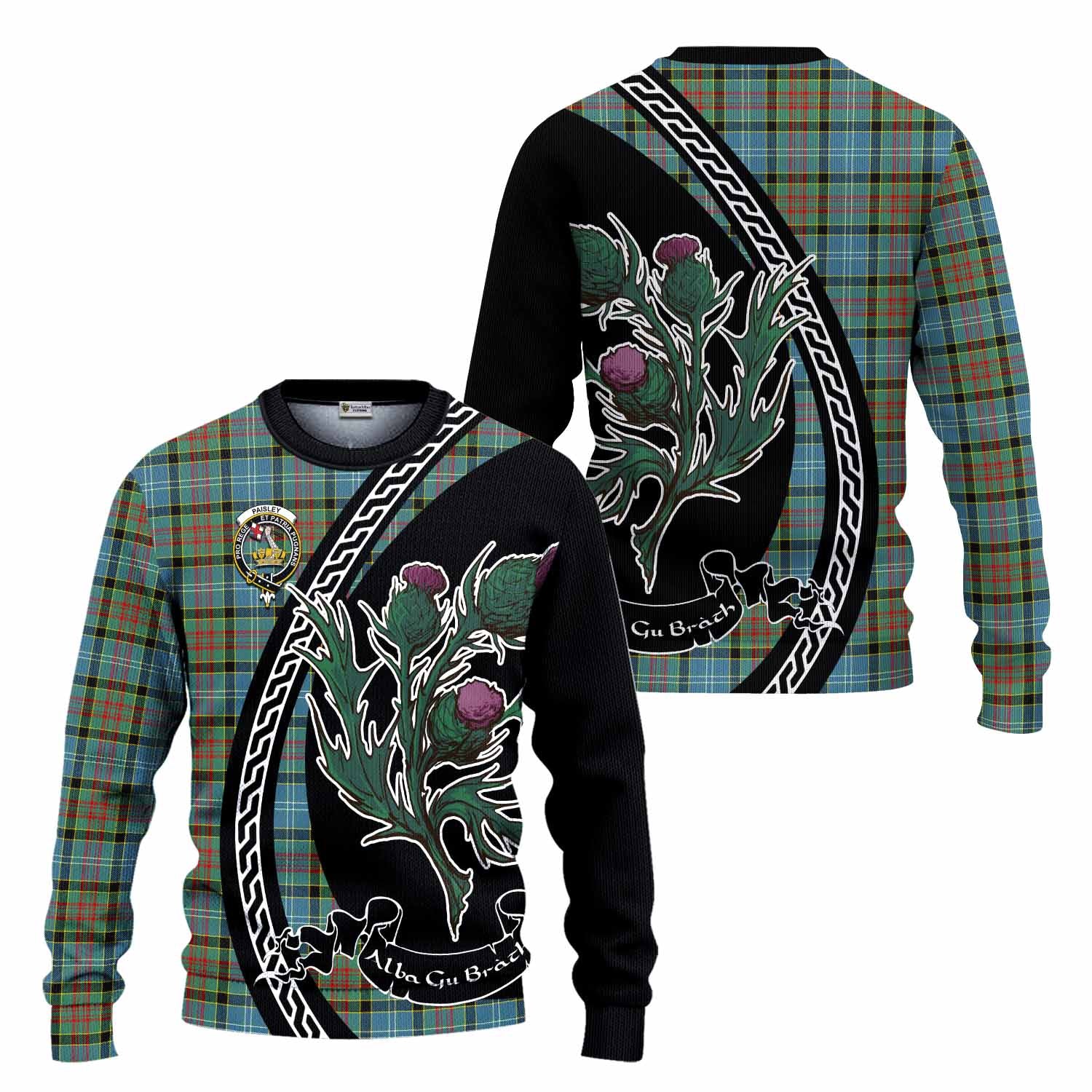 Paisley Family Crest Tartan Knitted Sweater Alba Thistle Inspired - Tartan Vibes Clothing