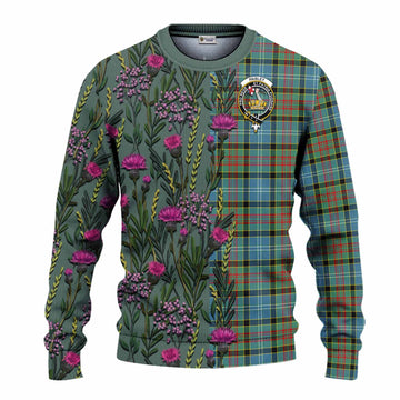 Paisley Family Crest Tartan Knitted Sweater Scottish Thistle Flower Pattern Half Style
