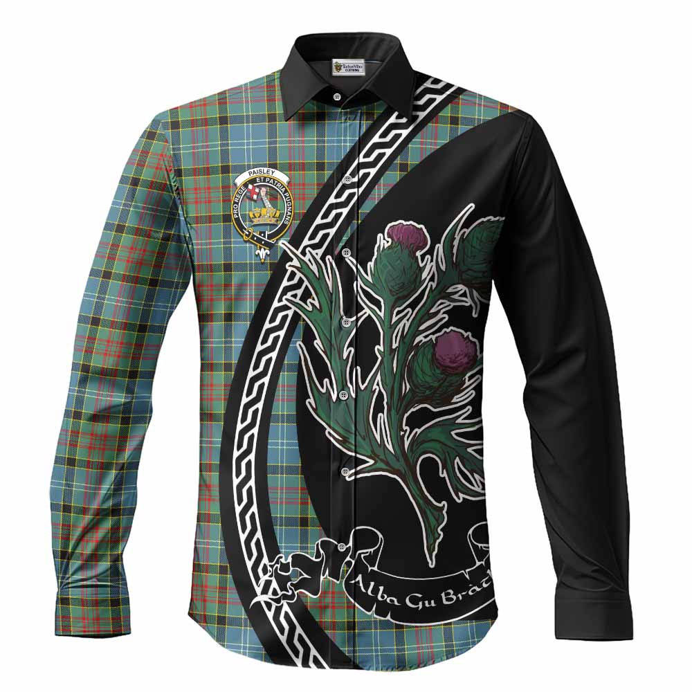 Paisley Family Crest Tartan Long Sleeve Button Shirts Alba Thistle Inspired - Tartan Vibes Clothing