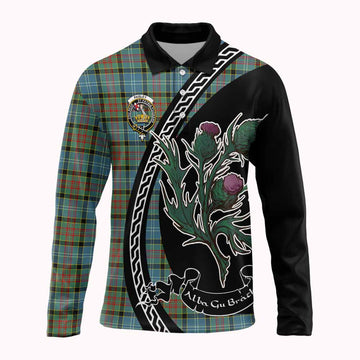 Paisley Family Crest Tartan Long Sleeve Polo Shirt Alba Thistle Inspired
